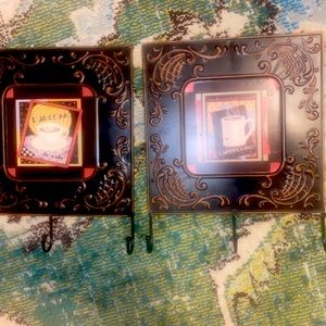 Coffee Shop Themed Coat/Key Holder Wall Decoration